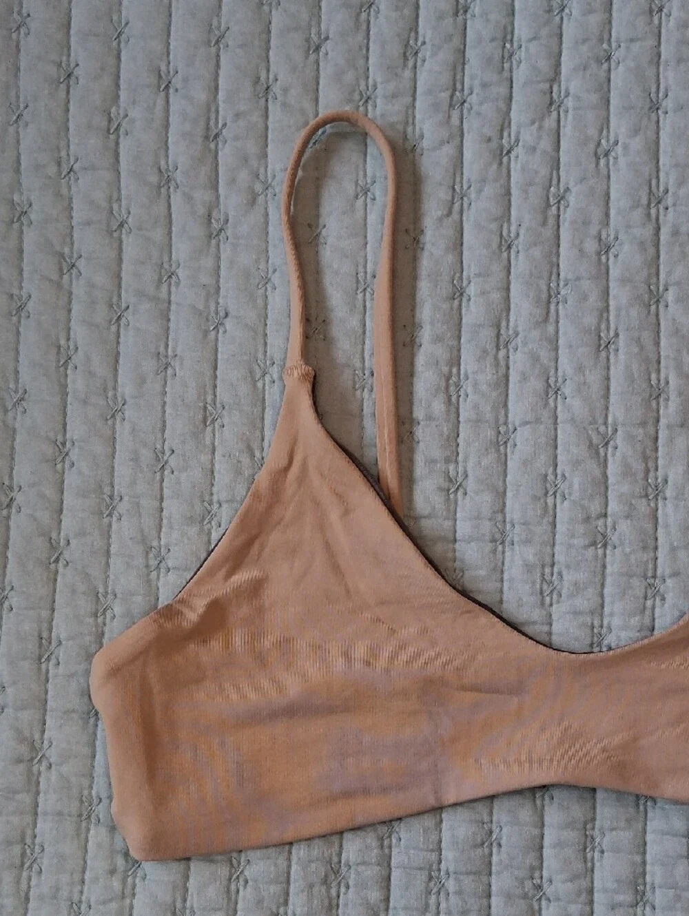 Boys + Arrows Nude and Gray Teagan Bralette Bikini Top